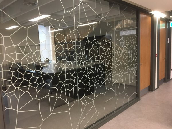 Optically Clear Window Film – “Voronoi” Glass Partition Graphics – Manchester